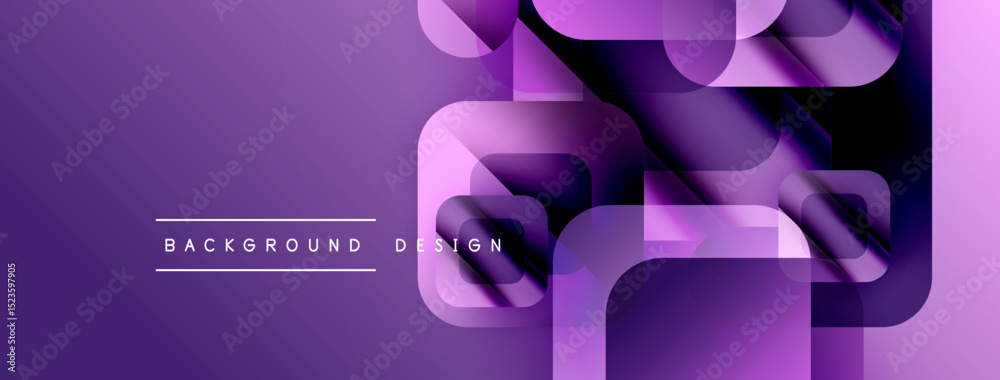 Aufkleber Purple abstract design. Overlapping rounded squares create dynamic visual effect. Text reads background design. Modern, minimalist style.