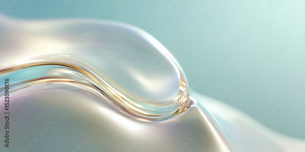 Poster transparent glass morphism texture with curved wave and holographic effects - dynamic futuristic des