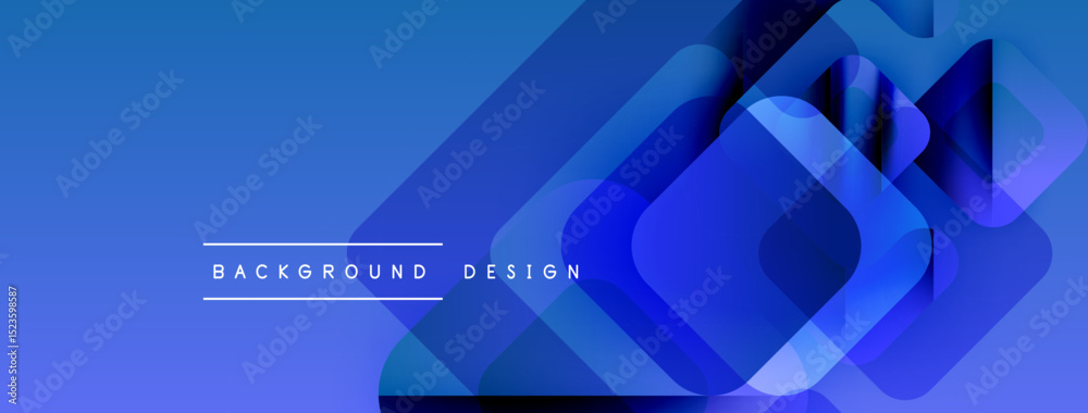 Poster Abstract blue layers create dynamic background. Geometric shapes overlap, forming modern design. Gradient adds depth, visual interest.