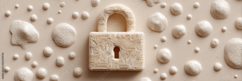 Aufkleber Metallic Cybersecurity Lock Icon Embedded on Circuit Board Surface Symbolizing Encrypted Access and Secure Hardware Protection in Digital Infrastructure