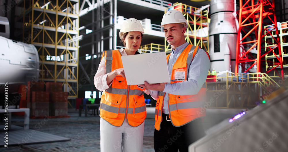 Poster inspectors from osha evaluate rocket construction