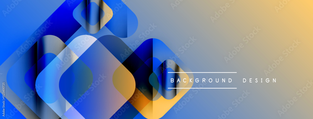 Fototapete abstract geometric shapes overlap, creating dynamic blue, yellow gradient. modern design element for