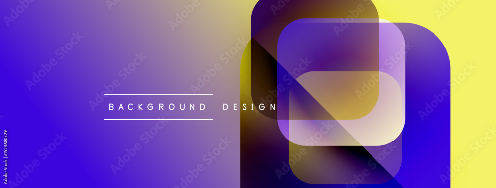 Poster Abstract gradient background. Overlapping rounded squares create dynamic visual effect. Text reads background design. Modern, vibrant colors present.