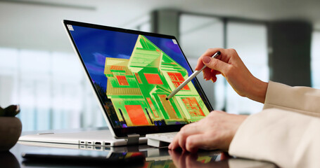 Woman Using Digital Tablet To Capture Image Of Thermal Insulation