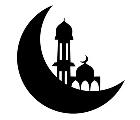 Elegant Mosque and Crescent Moon Icon Vector