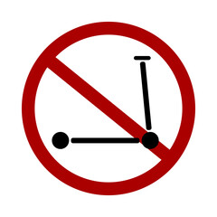Sign prohibiting scooters on white background. Vector illustration.