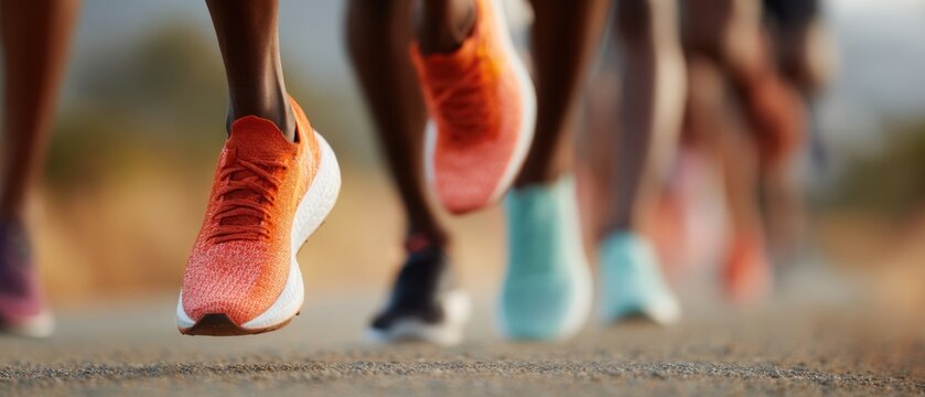 Hats For Headway Charity Race Close-Up with Runners Athletic Shoes in Motion for Autumn Harvest Festival and Black Friday Campaign Fitness Drive - Powered by Adobe