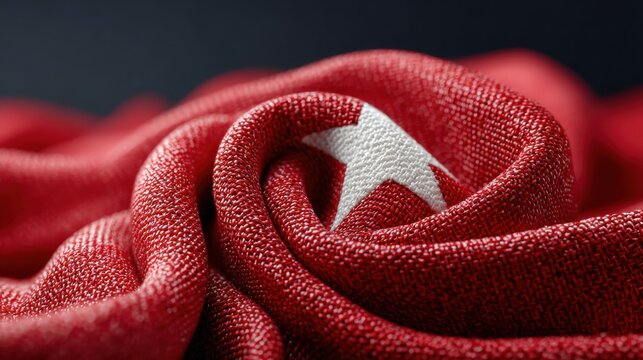 Navy Day Chile Close-Up of Chilean Flag Fabric Texture with Star Emblem - National Pride and Fiestas Patrias Celebration for Fall Marketing Campaigns