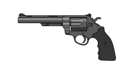 A simple and modern clipart of a revolver, shown in profile