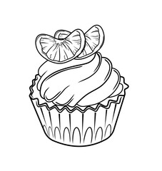 cupcake with whipped cream and orange topping