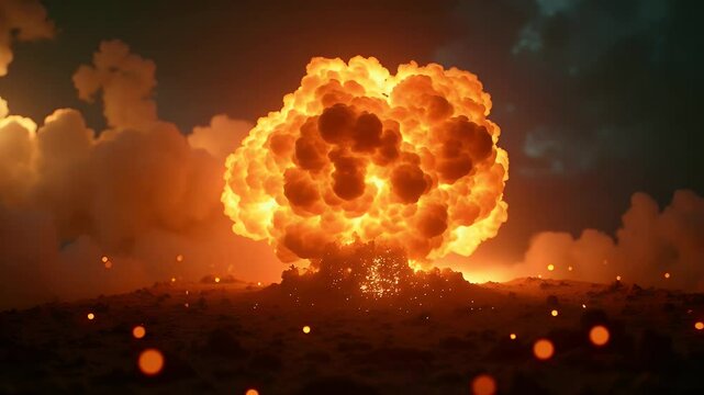 Explosive orange flames explosion