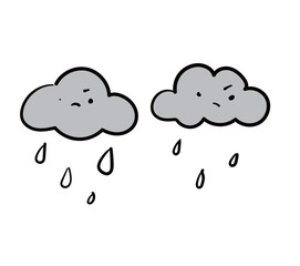 Cloud (raining) Doodle Hand drawn  illustration, happy day happy life. sticker decoration your things.