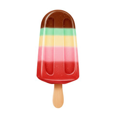 Multicolored ice cream popsicle isolated on transparent background