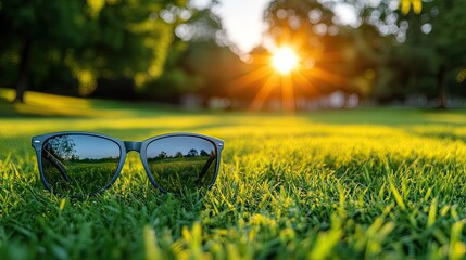 Sunglasses Sunset Park Grass.