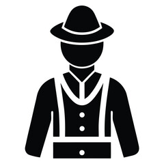 tour guide element isolated traditional costume icon on white background