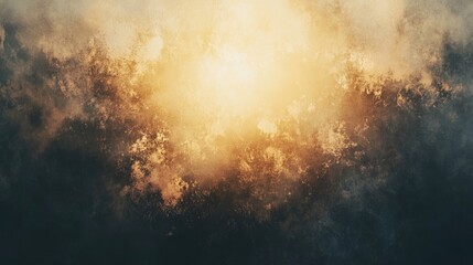 Obraz premium Abstract view of a vibrant golden light within a textured hazy landscape.