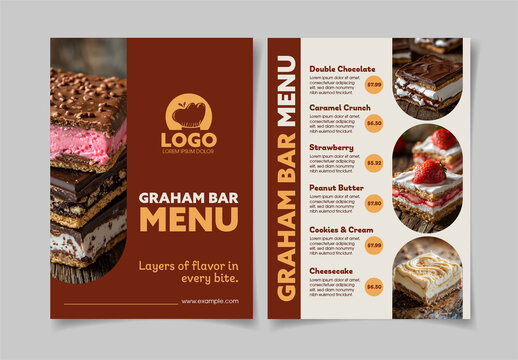 Brown And Beige Gourmet Bar Restaurant Dessert Food Menu