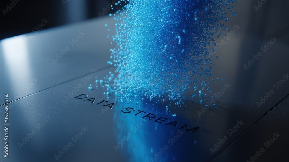 Aufkleber abstract 3d rendering depicting digital data stream with flowing particles and futuristic technology