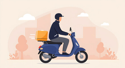 Food Delivery Scooter Illustration: Urban Express