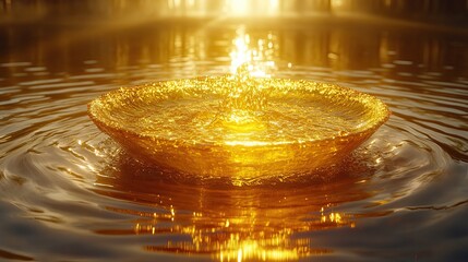Golden Water Drop Impact Sunset.