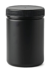 Blank Black Plastic Jar with Screw Cap for Product Packaging


