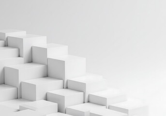 Abstract White Cubes Geometric Background Modern Design Minimalist 3D Render