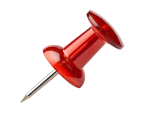 red pushpin isolated white background