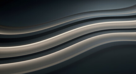 Obraz premium Abstract composition of smooth, metallic wavy lines in shades of grey, creating a sense of movement and modern design. Represents technology, data, fluidity, and abstract patterns. 