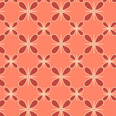 Coral and Burgundy Abstract Flower Pattern Seamless Texture