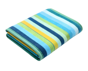striped beach towel folded top view