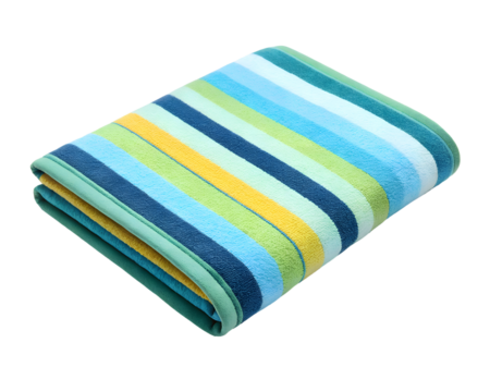 striped beach towel folded top view - Powered by Adobe