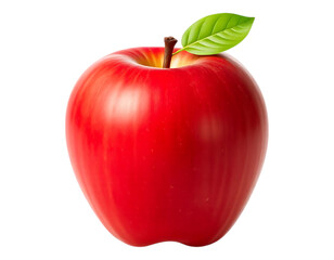 Close-up of a Delicious, Ripe Red Apple with Leaf