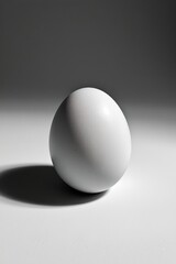 high contrast black and white image of an egg in a simple setting.
