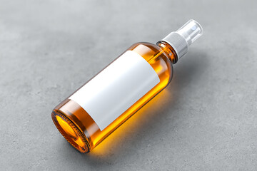 Amber Glass Spray Bottle with Blank White Label Mockup