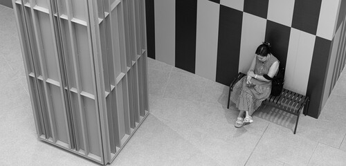 young woman sitting and resting
