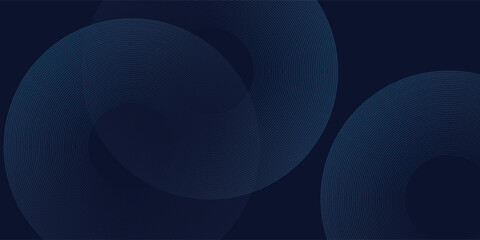 Abstract blue glowing geometric lines on dark blue background. Modern shiny blue circle lines pattern modern abstract
