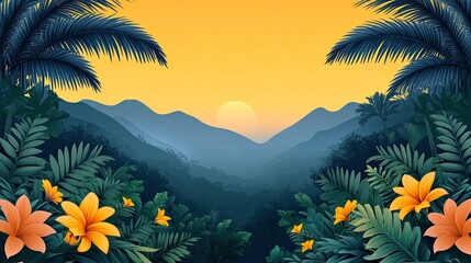 Tropical Sunset Mountain View.