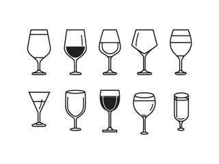 Crystal Wine Glass Simple Line Drawing