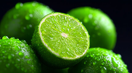 Fresh lime still life close-up illustration