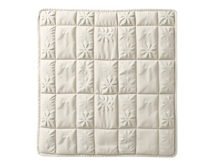 Obraz premium Close-up of a Cream Quilted Pillow with Floral Embossing