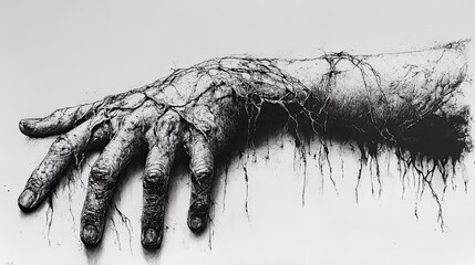 Rooted Hand with Dark Art, and Monochrome.
