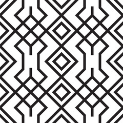 Minimalist Geometric Line Art Seamless Pattern Black and White Decoration