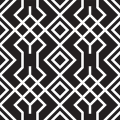 Minimalist Line Geometric Diamond Seamless Black and White Pattern Background
