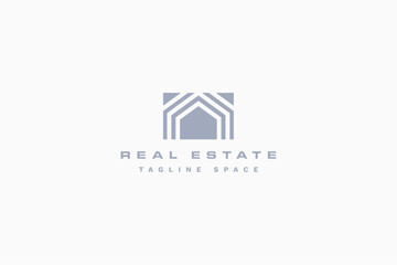 Fototapeta premium real estate logo with geometric arcs sign