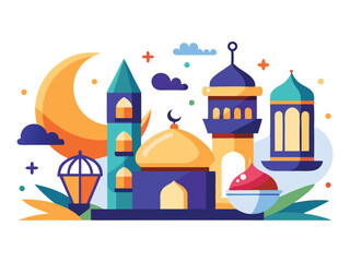 Naklejka premium Ramadan kareem mosque illustration isolated on white background 