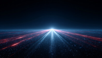 Digital Pathway Glowing Particles Futuristic Dark Space