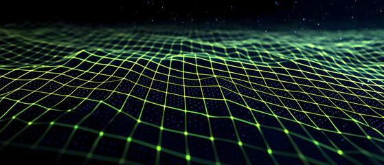 Abstract Digital Grid Pattern With Glowing Lines
