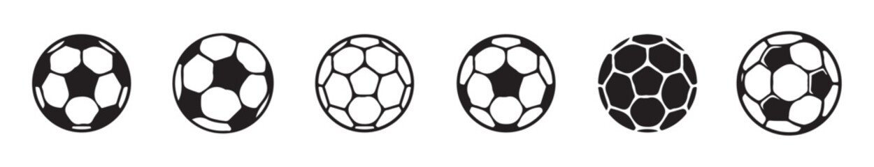 Obraz premium Soccer ball icon set in line style. football simple black style symbol sign for sports apps and website,isolated transparent . football sign . sport equipment . vector illustration eps 10.