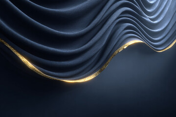 Elegant Wavy Pattern with Golden Highlights on Dark Background Abstract Art