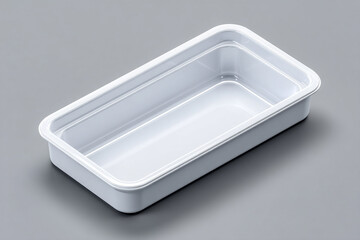 Empty Rectangular White Plastic Food Container